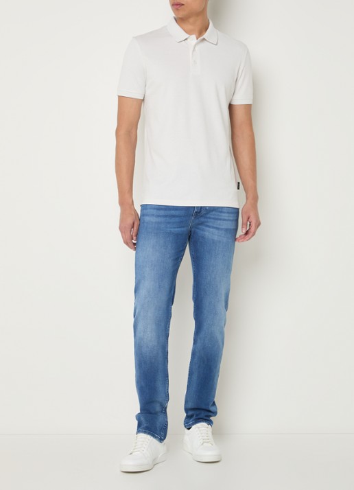 Strellson Edgar regular fit polo met stretch - voorkant 3 gebroken wit