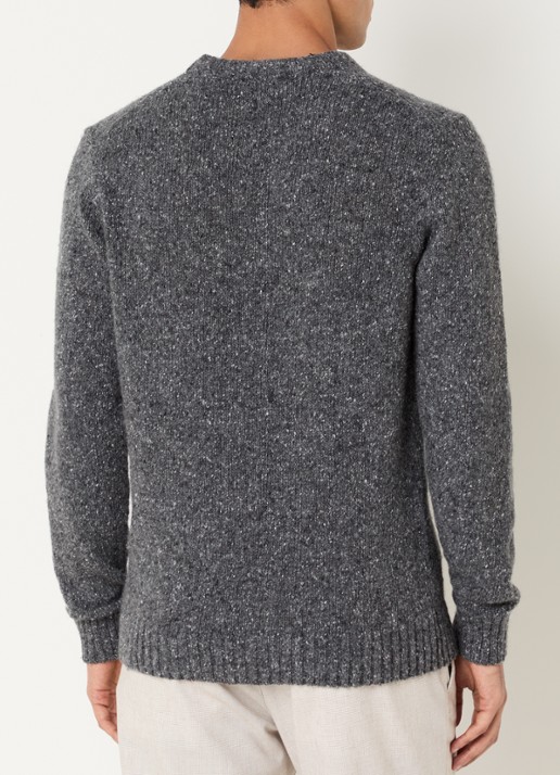 Strellson Grofgebreide pullover in wolblend  - achterkant grijs