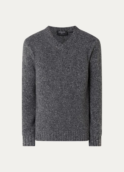 Strellson Grofgebreide pullover in wolblend  - voorkant 2 grijs