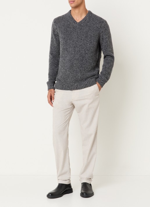 Strellson Grofgebreide pullover in wolblend  - voorkant 3 grijs