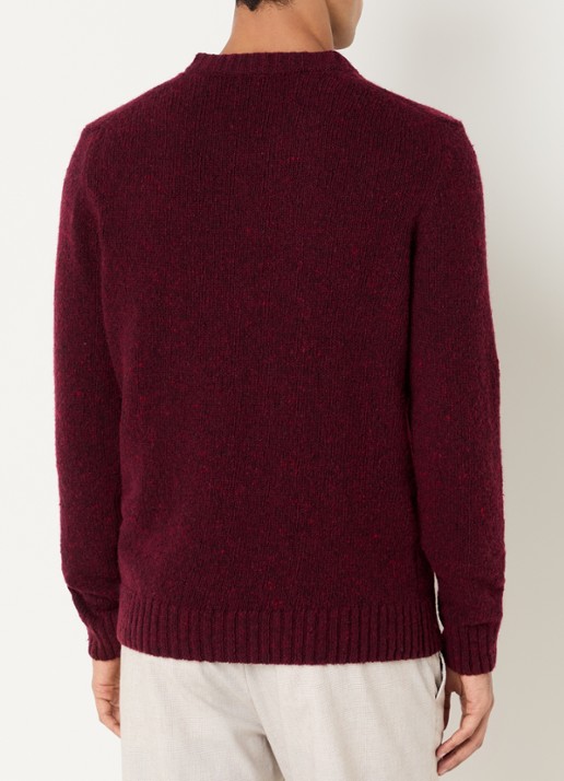 Strellson Grofgebreide pullover in wolblend  - achterkant 2 kersenrood