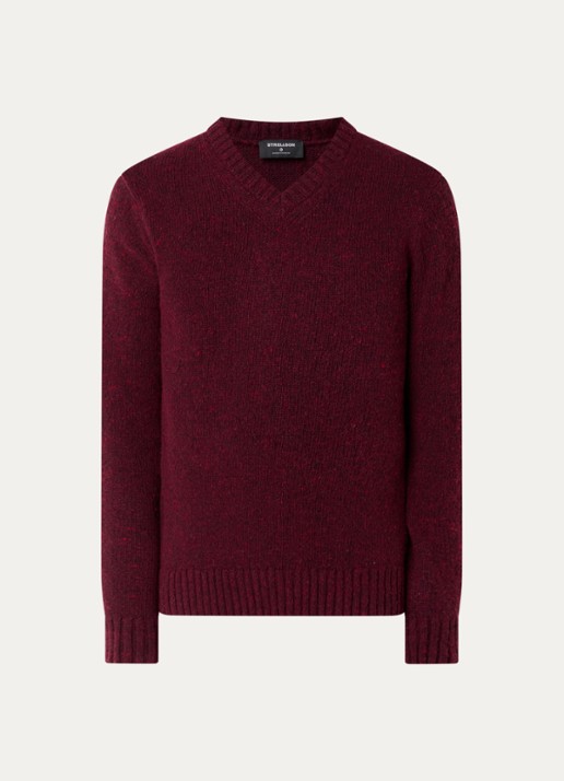 Strellson Grofgebreide pullover in wolblend  - voorkant 3 kersenrood
