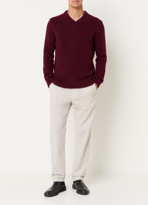 Strellson Grofgebreide pullover in wolblend  - voorkant 4 kersenrood