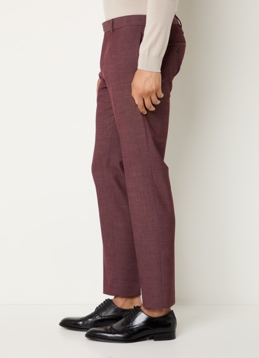 Strellson Kynd slim fit pantalon in wolblend met steekzakken - detail 3 bordeauxrood