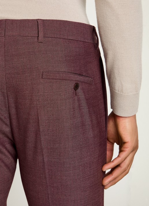 Strellson Kynd slim fit pantalon in wolblend met steekzakken - detail 4 bordeauxrood