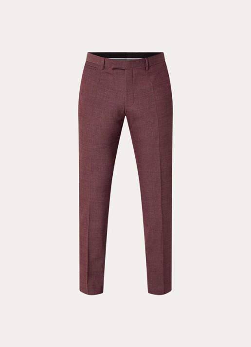 Strellson Kynd slim fit pantalon in wolblend met steekzakken - voorkant 5 bordeauxrood