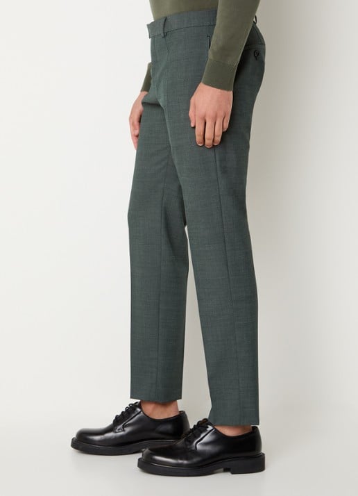 Strellson Kynd slim fit pantalon in wolblend met steekzakken - detail 3 olijfgroen