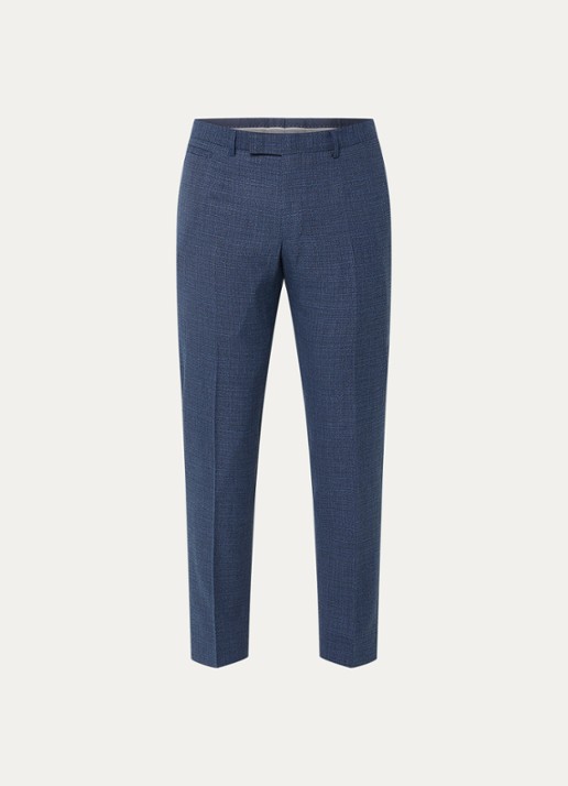 Strellson Kynd tapered fit chino met gemêleerd dessin en steekzakken - voorkant petrol