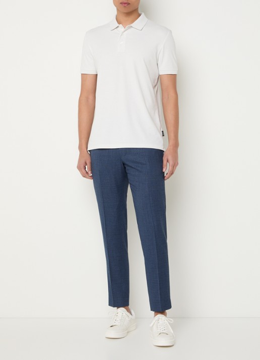 Strellson Kynd tapered fit chino met gemêleerd dessin en steekzakken - voorkant 2 petrol