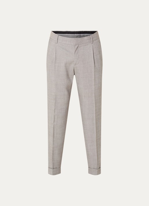 Strellson Luis straight fit pantalon in wolblend met steekzakken - voorkant 5 beige