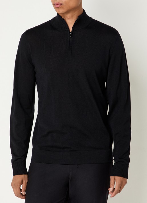 Strellson Marek fijngebreide pullover van scheerwol - detail 4 zwart