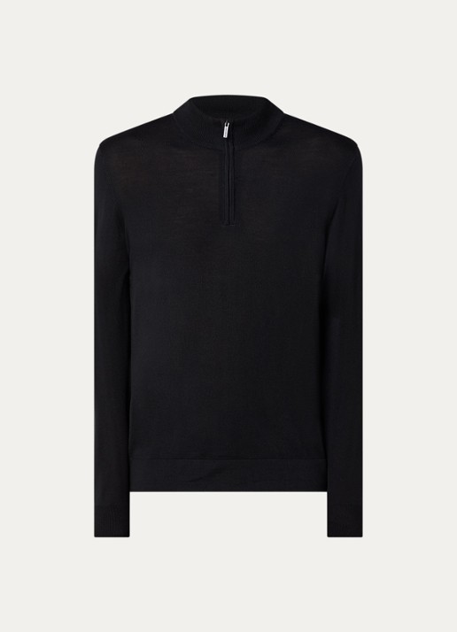 Strellson Marek fijngebreide pullover van scheerwol - voorkant zwart