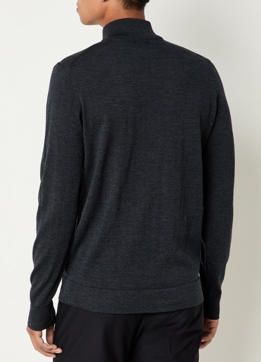 Strellson Marek fijngebreide pullover van scheerwol - achterkant 3 donkergrijs