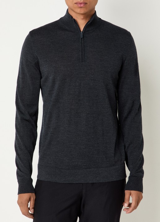 Strellson Marek fijngebreide pullover van scheerwol - detail 4 donkergrijs