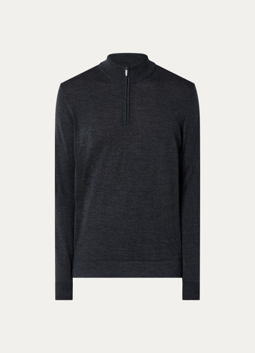 Strellson Marek fijngebreide pullover van scheerwol - voorkant donkergrijs
