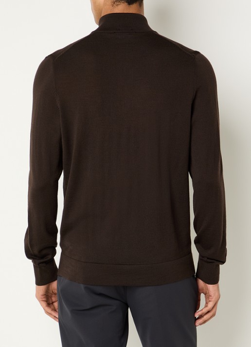 Strellson Marek fijngebreide pullover van scheerwol - achterkant 4 donkerbruin