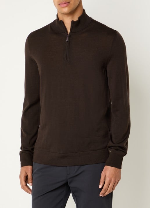 Strellson Marek fijngebreide pullover van scheerwol - detail 3 donkerbruin