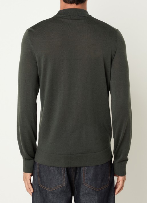 Strellson Marek fijngebreide pullover van wol met col - achterkant 4 groen