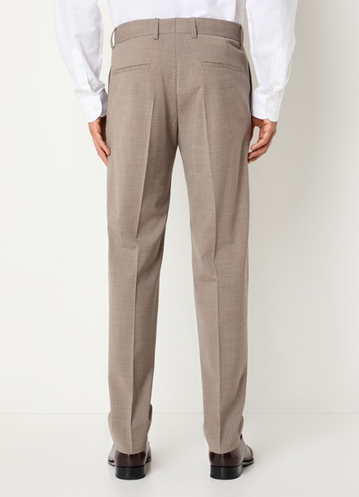 Strellson Melwin slim fit pantalon in wolblend met gemêleerd dessin - achterkant 7 beige
