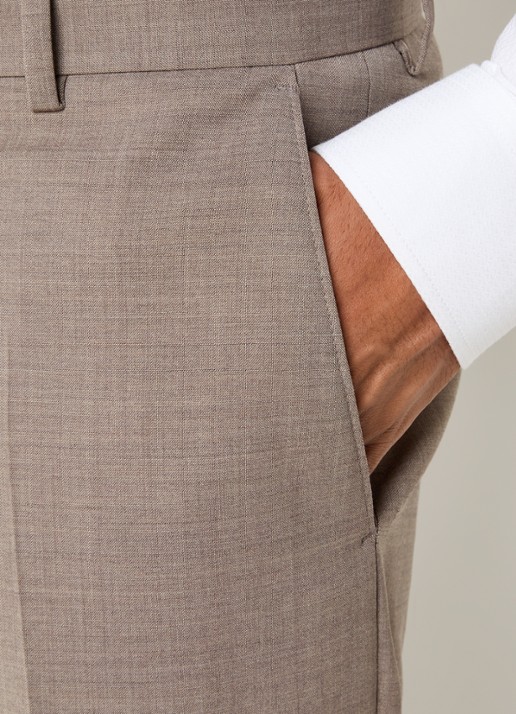Strellson Melwin slim fit pantalon in wolblend met gemêleerd dessin - detail 4 beige