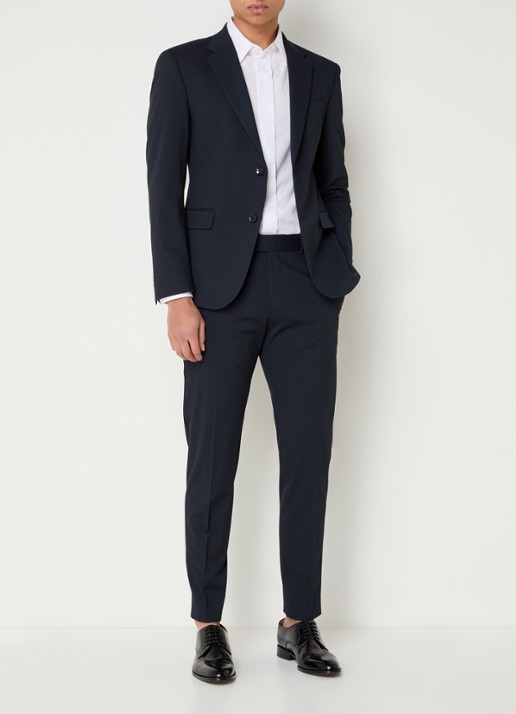 Strellson Melwin slim fit pantalon met steekzakken - voorkant 3 donkerblauw