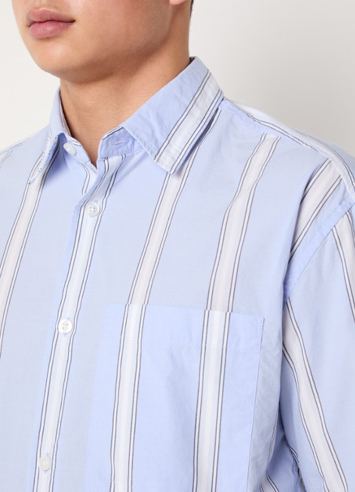 Strellson Nelson1 regular fit overhemd met streepprint - detail 3 lichtblauw