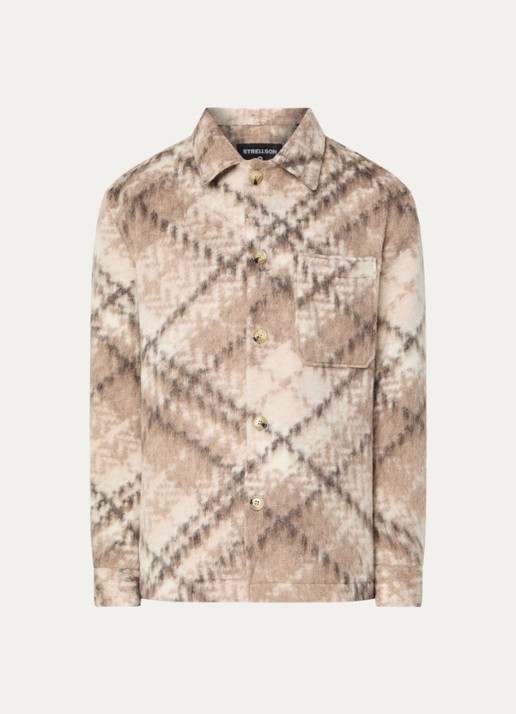 Strellson Noris-J regular fit overshirt in scheerwolblend - voorkant 2 beige