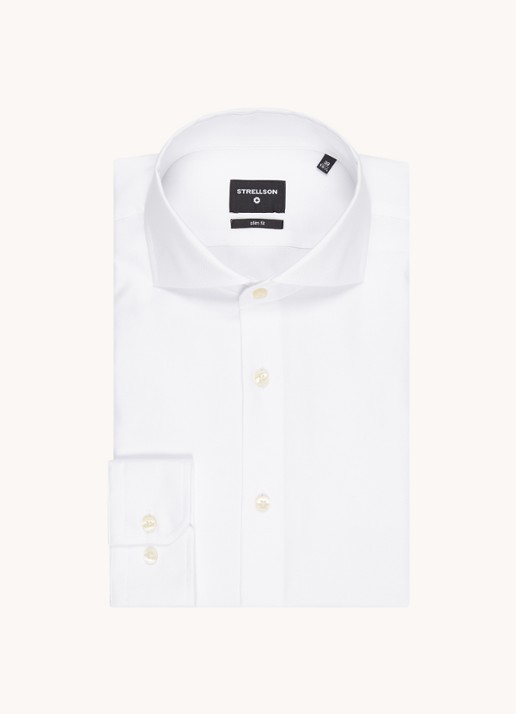 Strellson Sereno slim fit overhemd met structuur - voorkant 4 wit