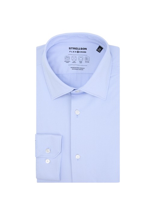 Strellson Slim Fit overhemd met cut away kraag  - voorkant blauw