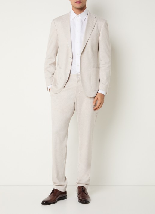 Strellson Tius slim fit pantalon met steekzakken - voorkant 2 creme