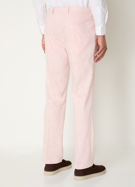Strellson Tomeo straight fit pantalon in linnenblend - achterkant 3 lichtroze