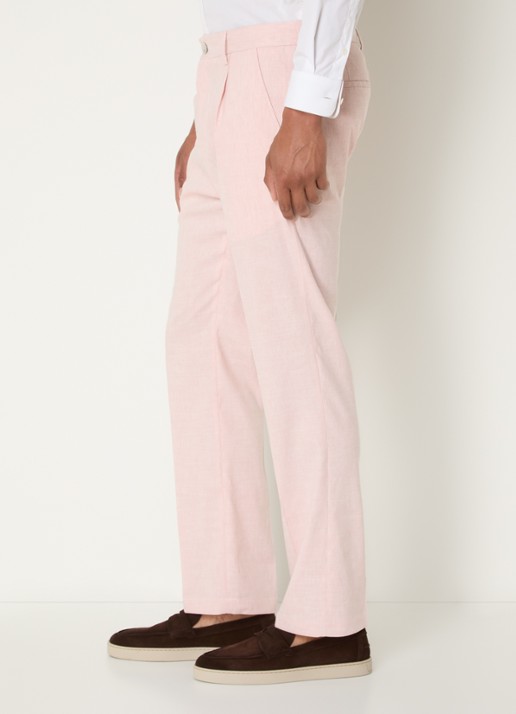 Strellson Tomeo straight fit pantalon in linnenblend - detail 5 lichtroze