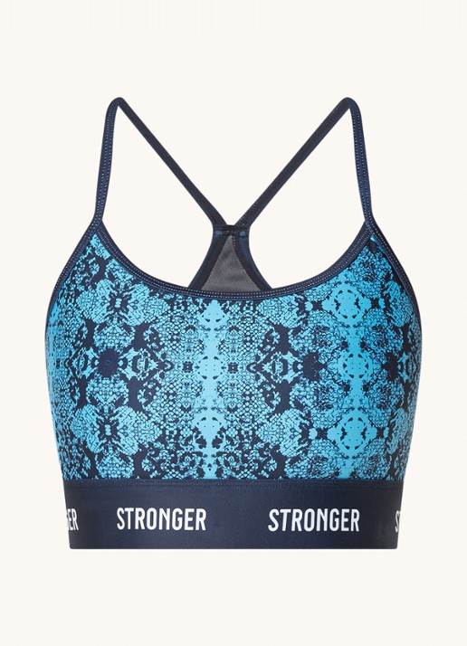 STRONGER Sport bh met light support en slangenprint - voorkant blauw