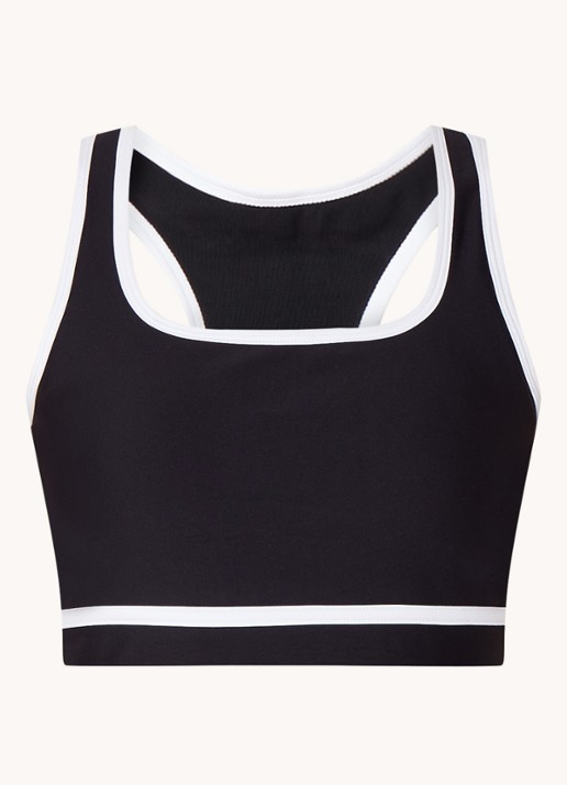 STRONGER Sport bh met medium support en contrastbies - voorkant 2 zwart