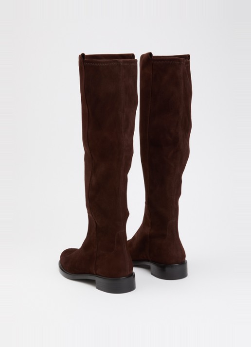 Stuart Weitzman 5050 Gisele laars van suède - achterkant 4 kastanjebruin