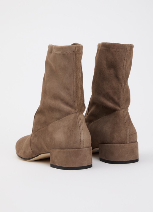 Stuart Weitzman Bacari enkellaarsje van suède - achterkant 2 lichtbruin