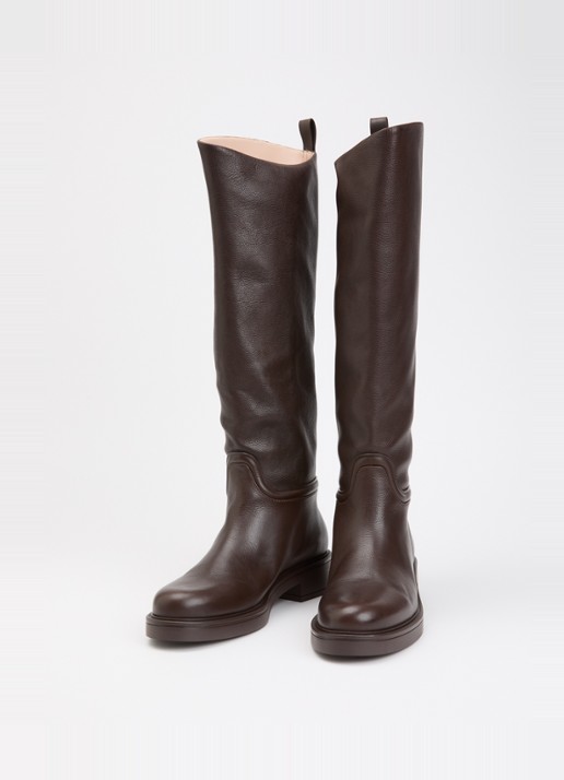 Stuart Weitzman Celia Riding overknee laars van kalfsleer - detail 2 donkerbruin
