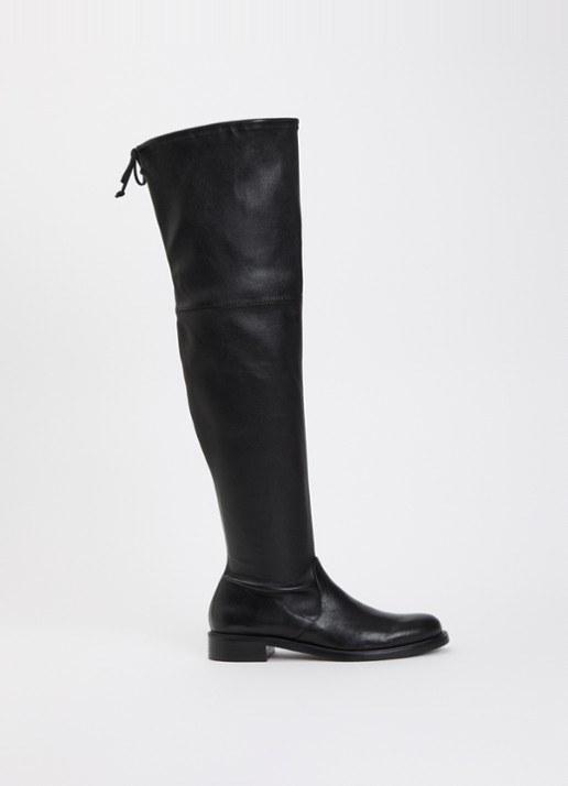 Stuart Weitzman Giseleland overknee laars van leer - voorkant 2 zwart