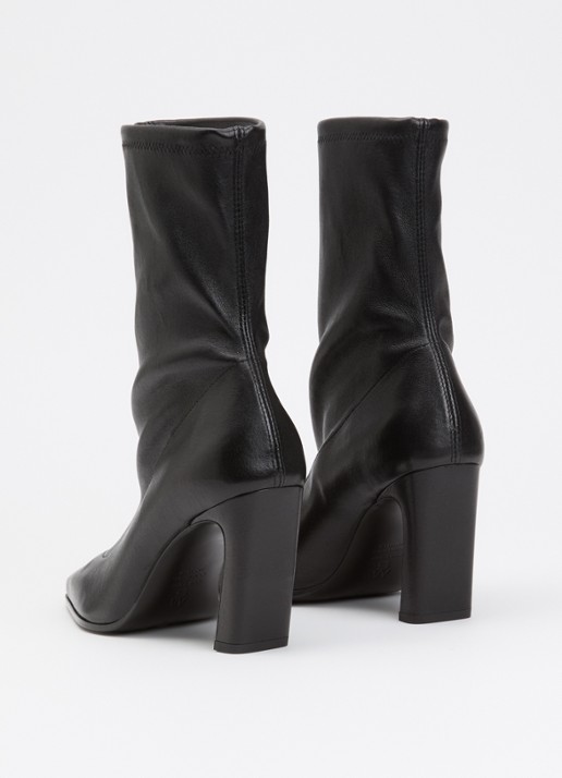 Stuart Weitzman Stassi Stretch 85 enkellaarsje van leer - achterkant zwart