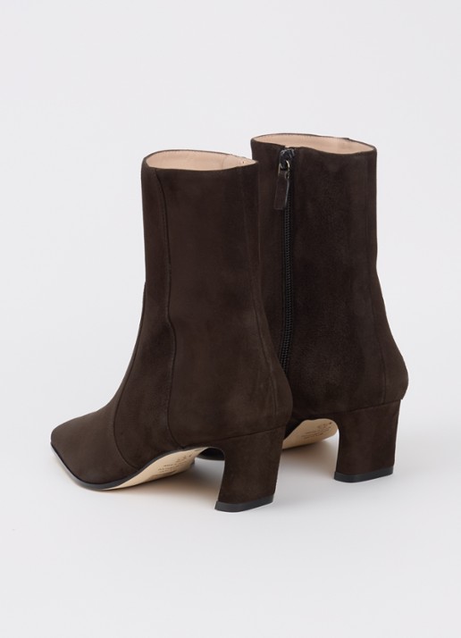 Stuart Weitzman Stassi Zip enkellaarsje van suède - achterkant 4 donkerbruin