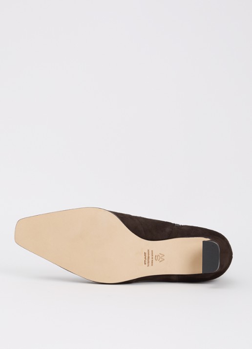 Stuart Weitzman Stassi Zip enkellaarsje van suède - detail 3 donkerbruin