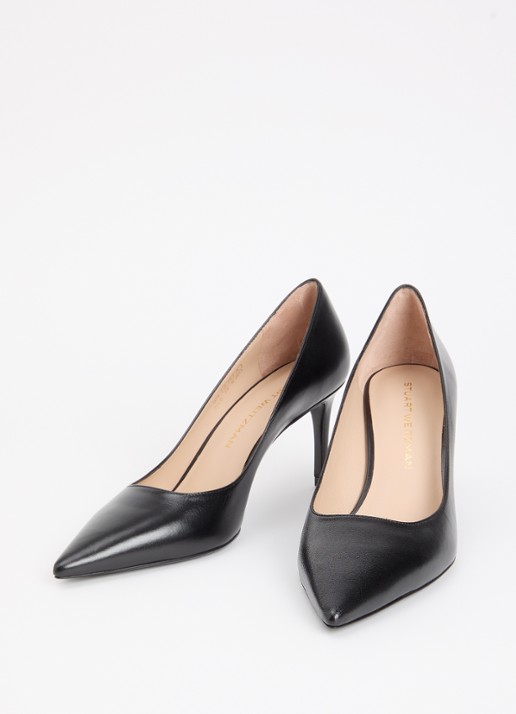 Stuart Weitzman Stuart Power 75 pump van kalfsleer - detail zwart