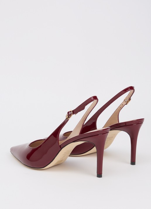 Stuart Weitzman Stuart Power 75 slingback van lakleer  - achterkant 5 beige