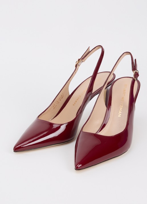 Stuart Weitzman Stuart Power 75 slingback van lakleer  - detail 2 beige