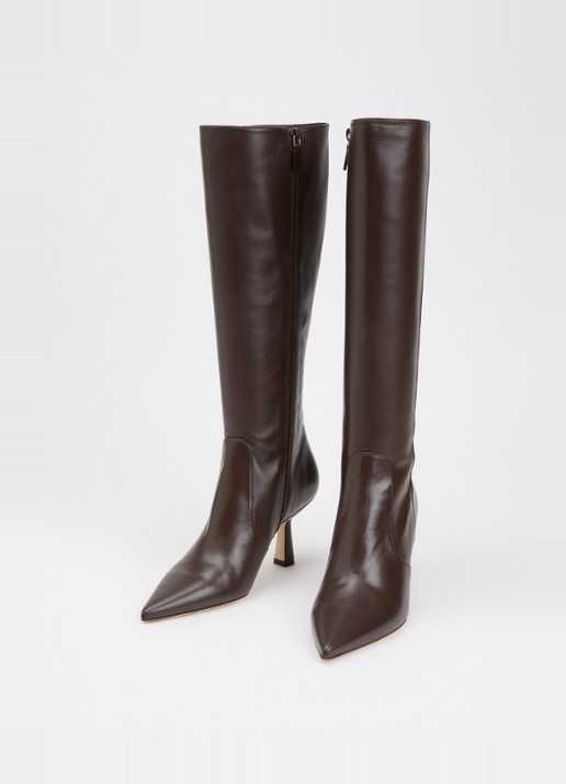 Stuart Weitzman Stuart Supersculpt 75 laars van leer  - detail donkerbruin