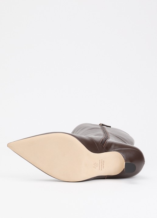 Stuart Weitzman Stuart Supersculpt 75 laars van leer  - detail 2 donkerbruin