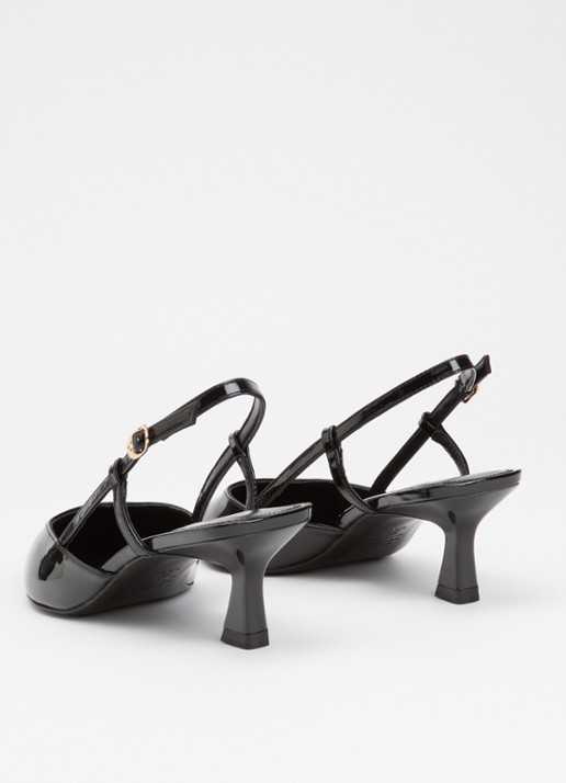Stuart Weitzman Vinnie 50 Gala slingback van lakleer - achterkant 2 zwart