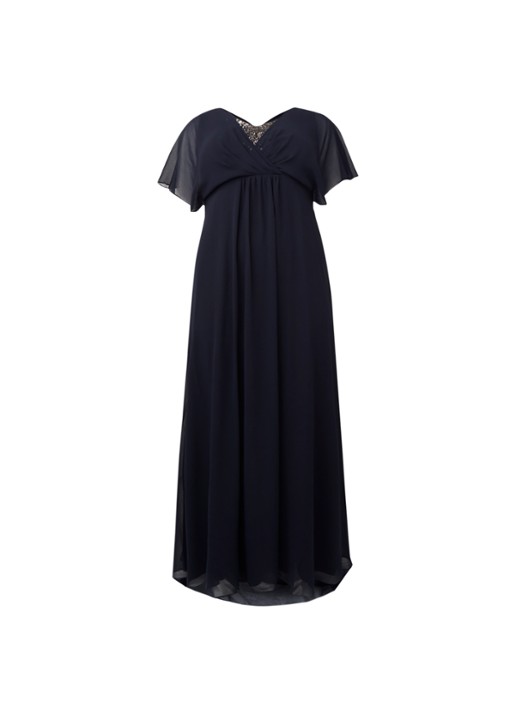 Studio 8 Albertina maxi jurk van chiffon met vlindermouw en pailletten - voorkant 2 blauw