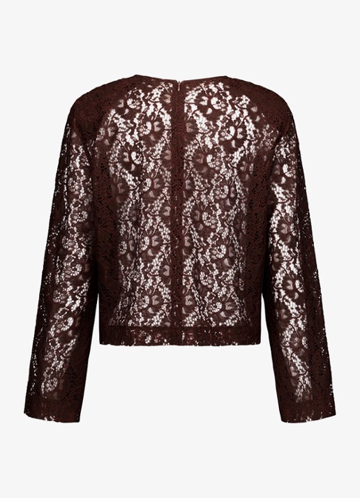 Studio Anneloes Amaya top van kant met ronde hals - achterkant bruin