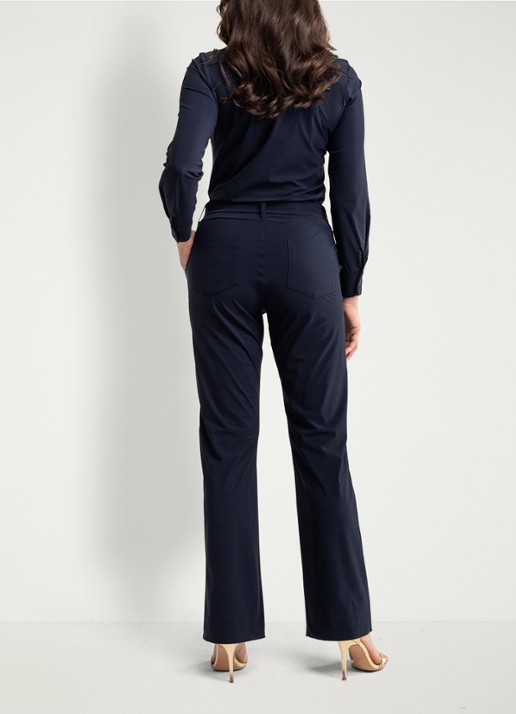 Studio Anneloes Angel straight fit jumpsuit met strikceintuur - achterkant zwart